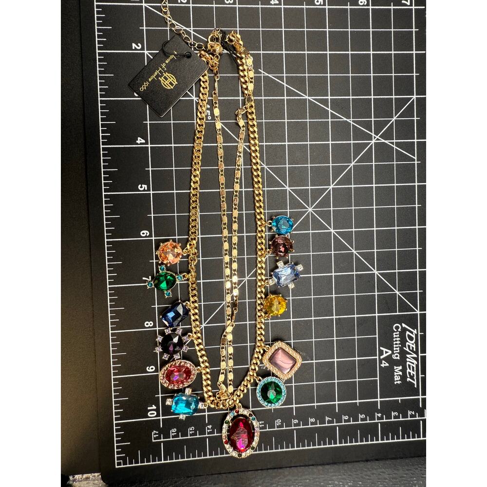 House of Harlow Colorful Crystal and Pearl Charm Necklace - Picture 7 of 7